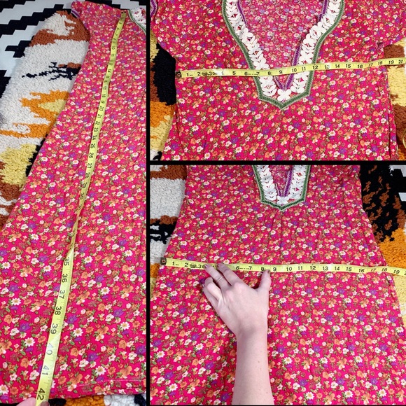 Boho BABE, floral, appliqué, deep V dress!! - Picture 5 of 11